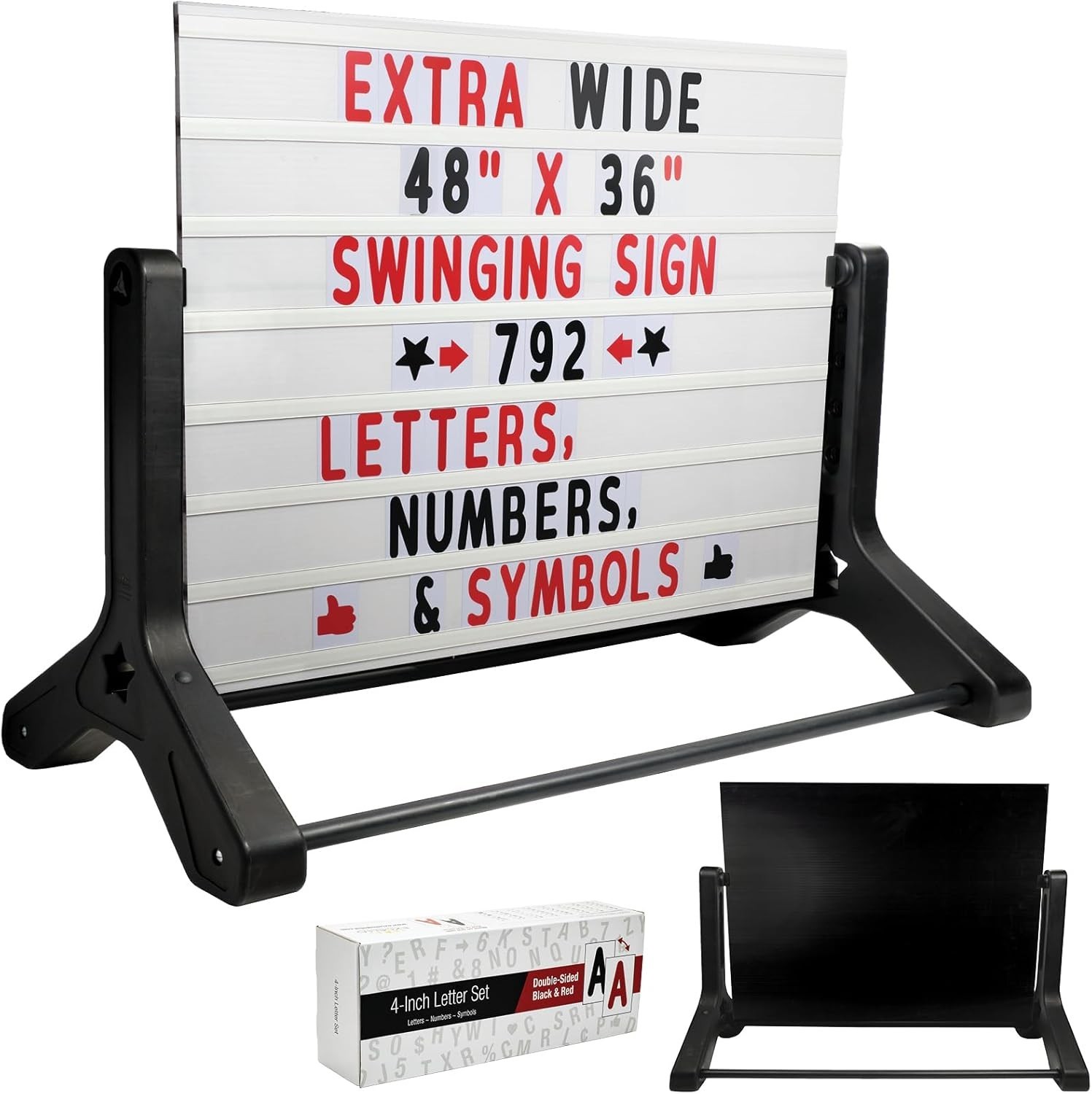 Swinging Changable Message Sidewalk Sign 37&Prime; x 36&Prime; Sign W/ 792 Pre-Cut Double