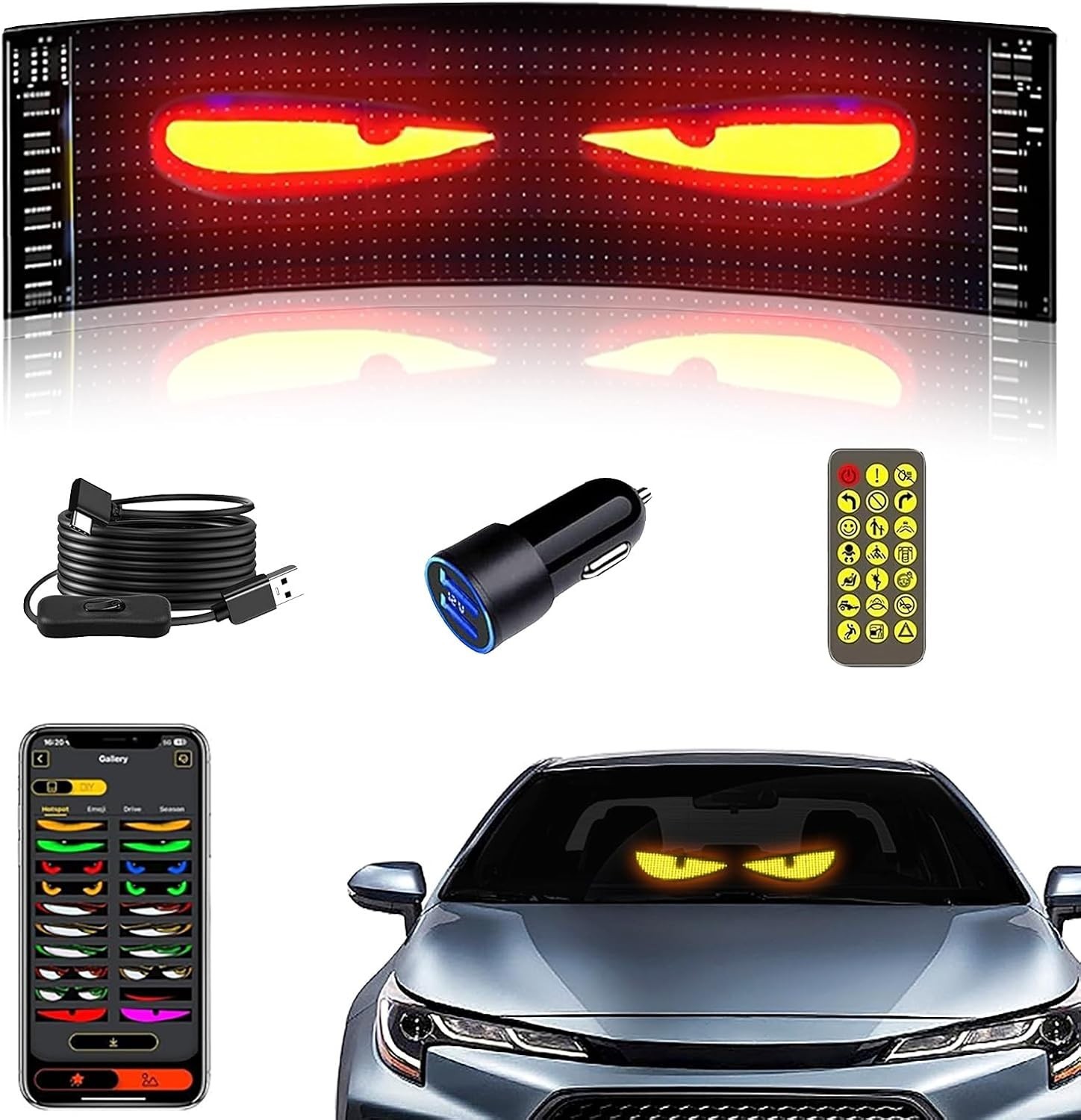 Customizable LED Car Sign with Bluetooth Control – 14.6 » x 3.6 » Flexibility
