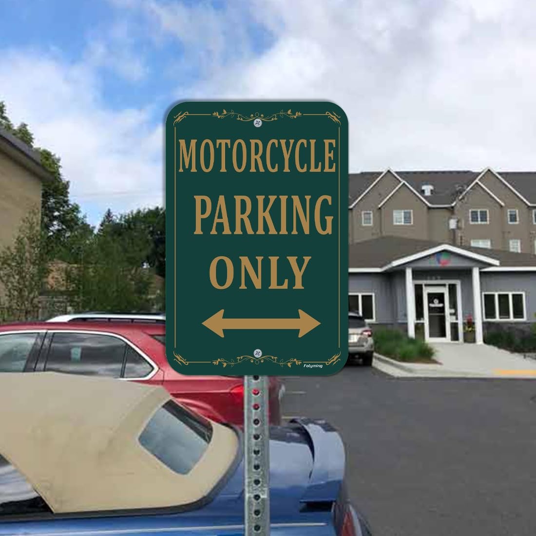 2-Pack « Motorcycle Parking Only » Signs 12×18&Prime; Metal Reflective Aluminum