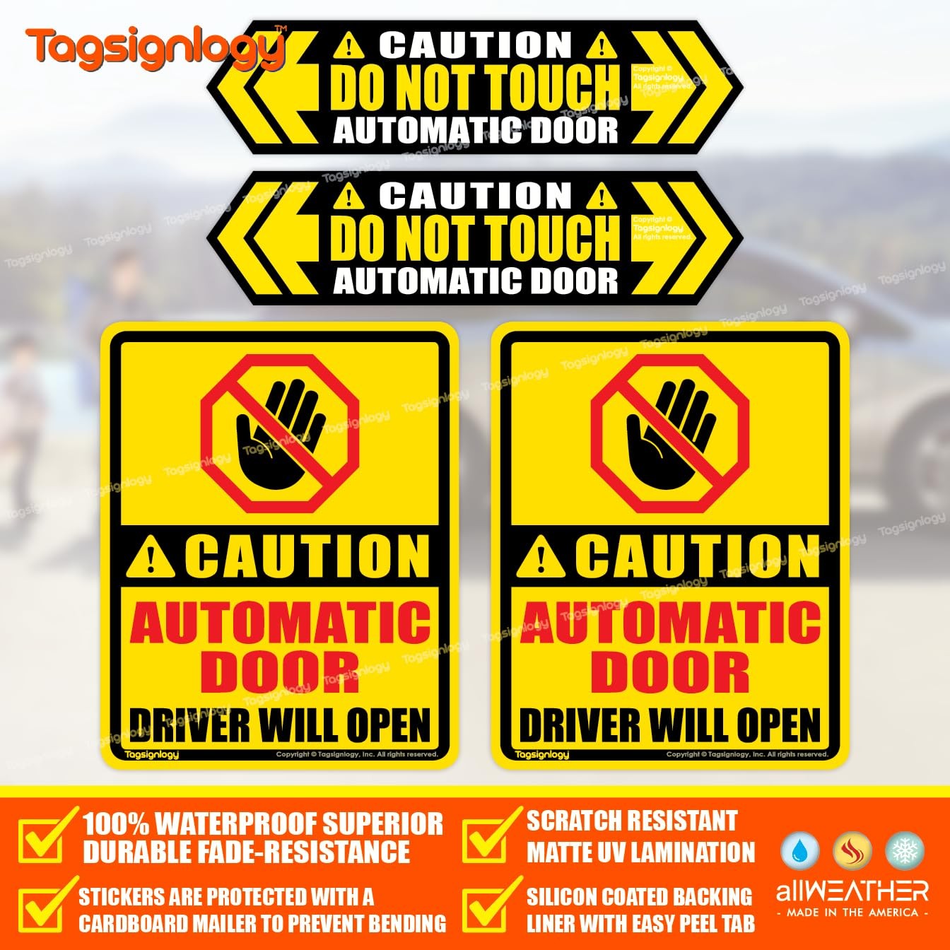 Caution Automatic Door/Driver Will Open/DO NOT Small Signage, Full Color