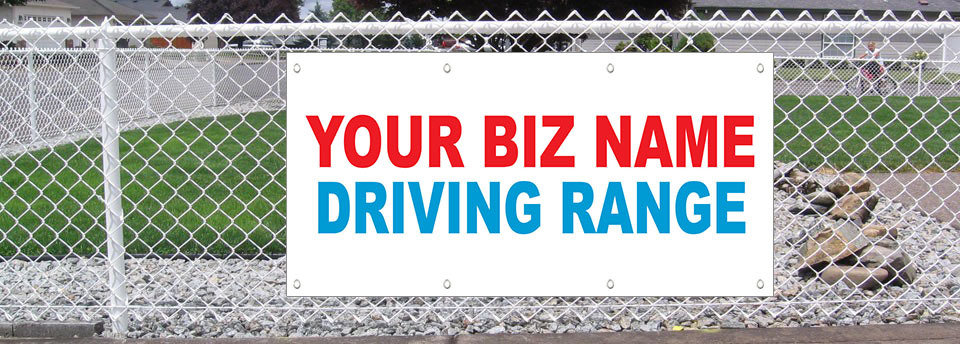 Your Biz Name Driving Range Custom Red Blue Custom Vinyl Banner Sign