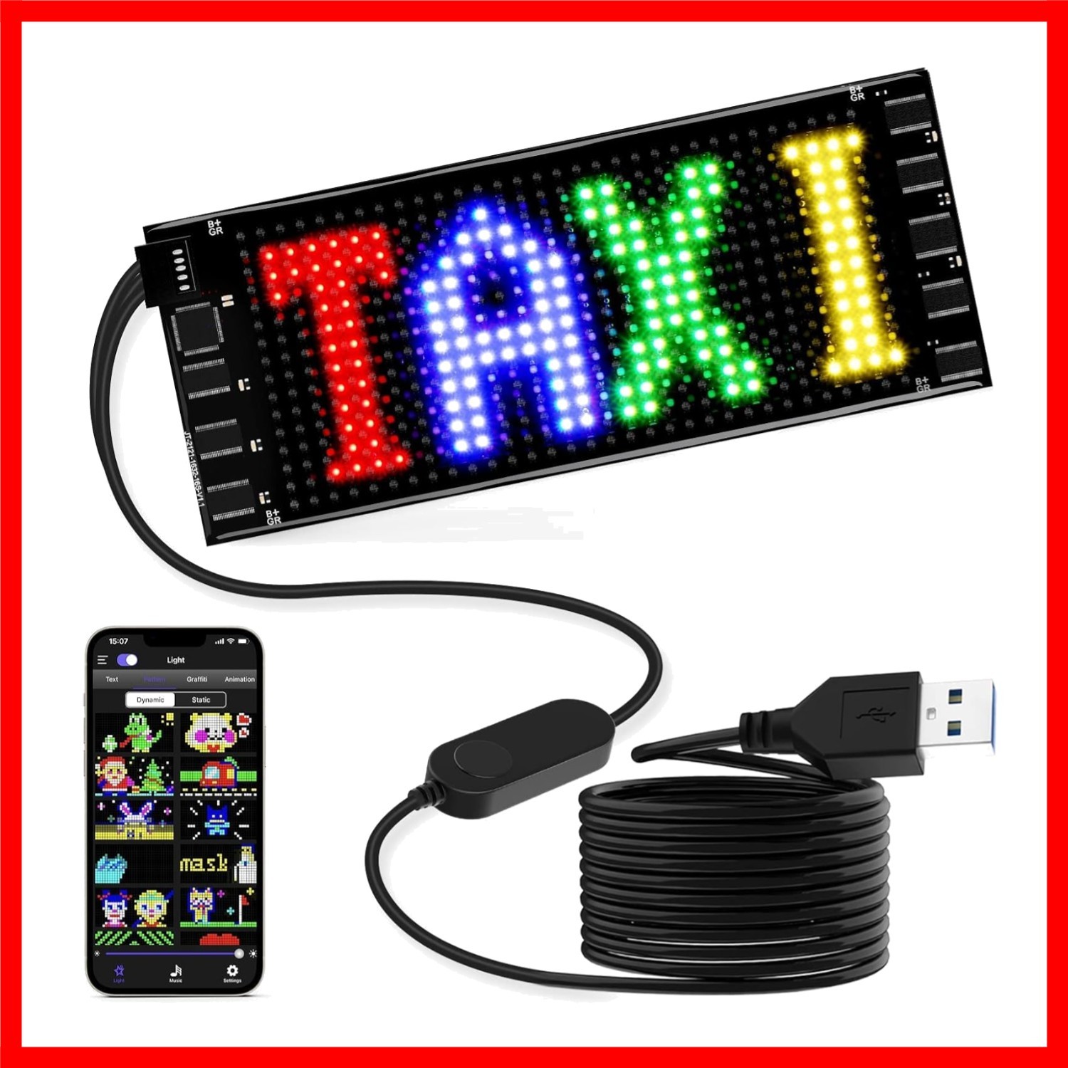 Smart 7 » Bluetooth LED Car Sign — Customizable, Portable, & Waterproof