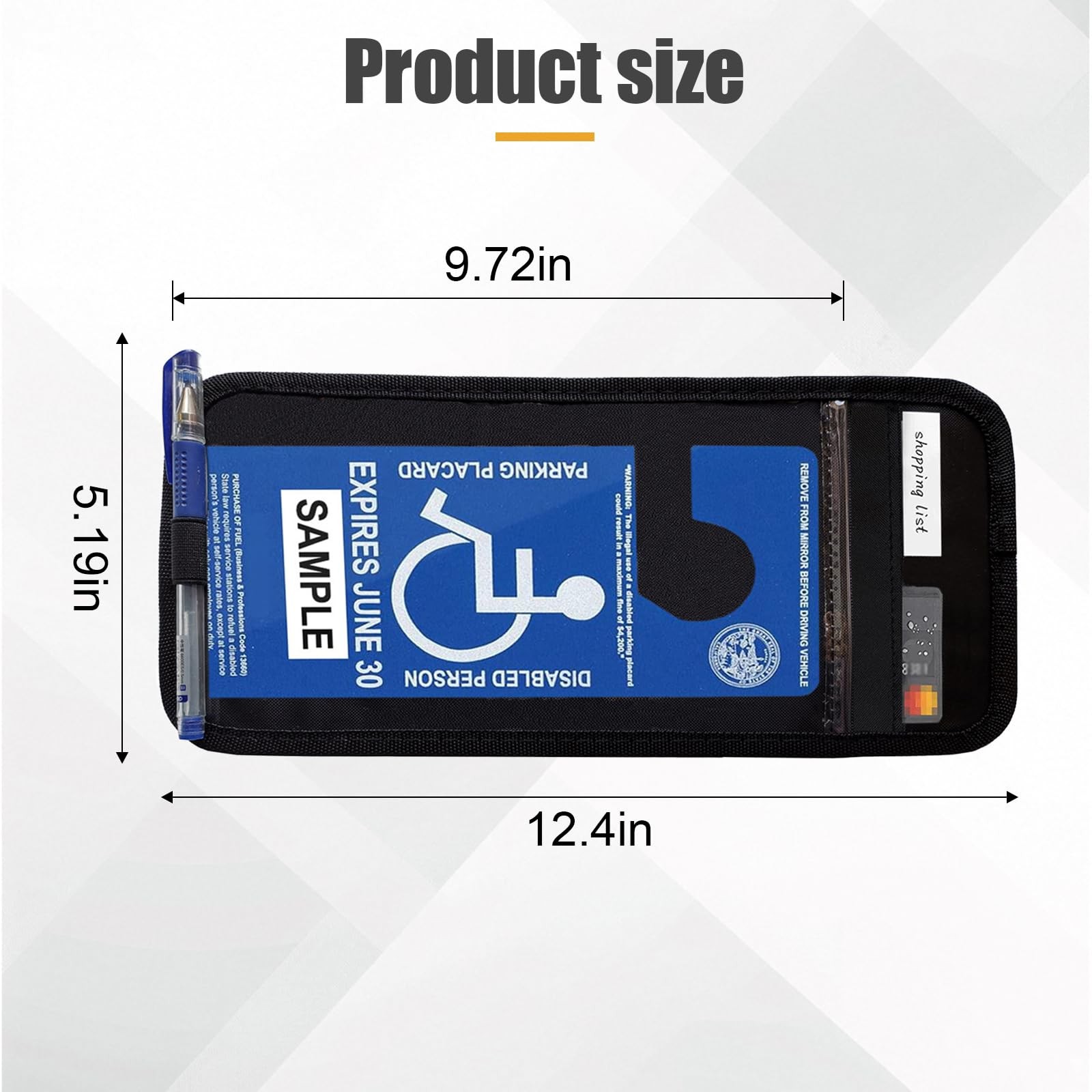 ZIMISI Handicap Placard Holder for Car, Universal 12.4 × 5.19 inch, Black