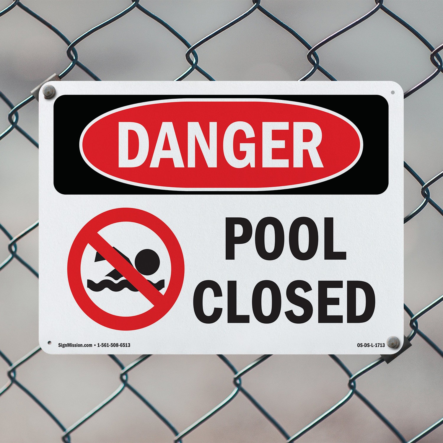 Pool Closed OSHA Danger Sign Metal, Plastic, Or Decal – 5 or 10 Pack