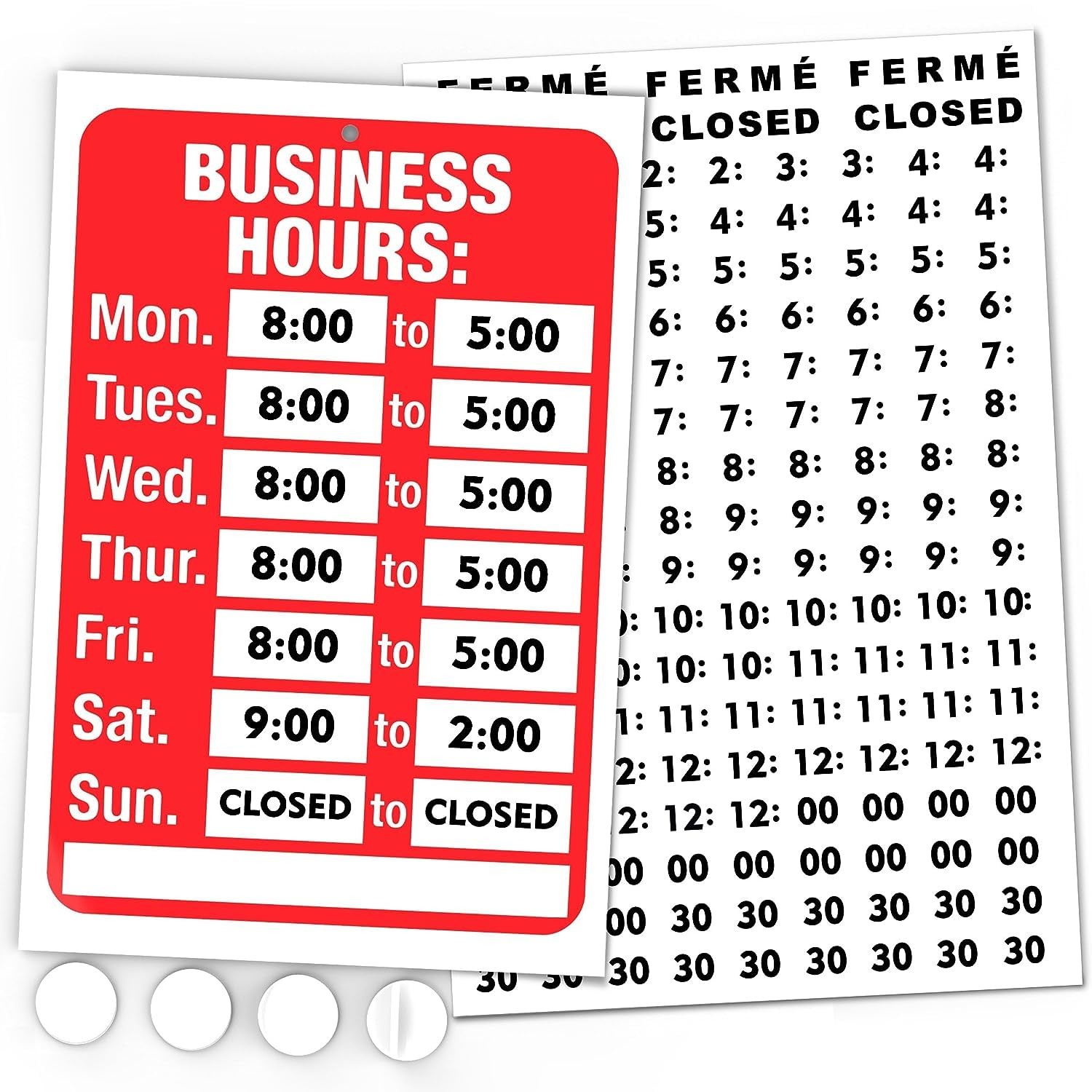 ASSURED SIGNS Business Hours Sign for 11.7 Inch by 7.7 Inch, Red and White