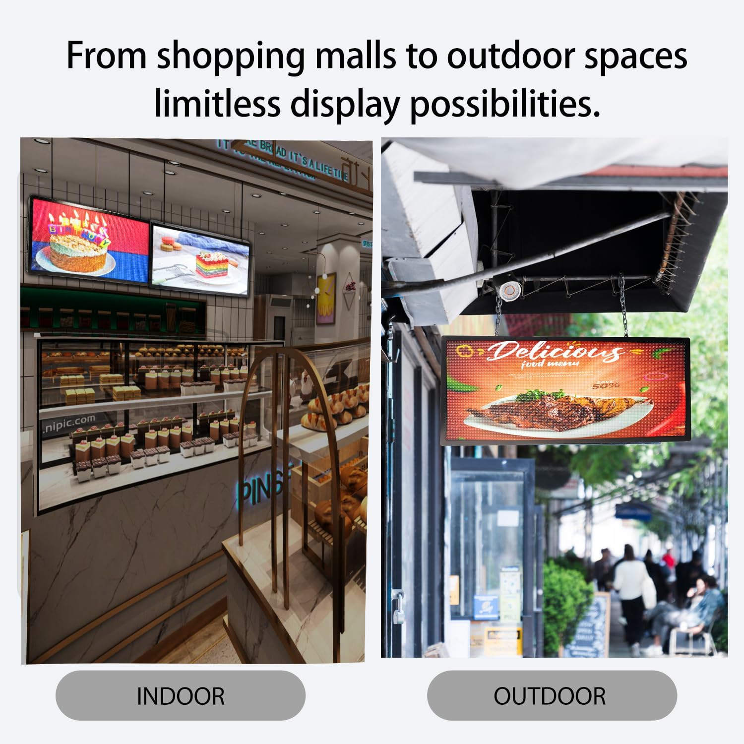 40 »x17 » Programmable LED Sign, WiFi/USB Control, Waterproof for Outdoor Use
