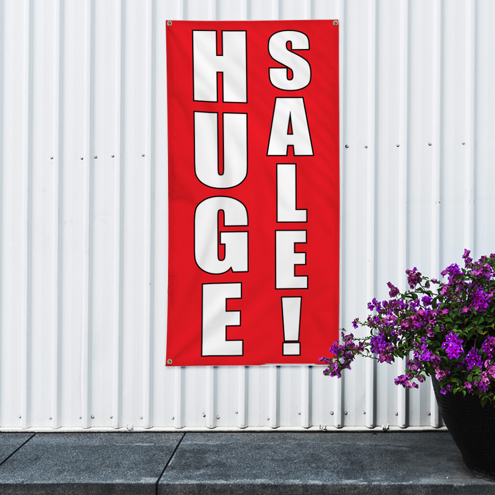 Vertical Vinyl Banner Multiple Sizes Huge Deal Red and White Business Outdoor