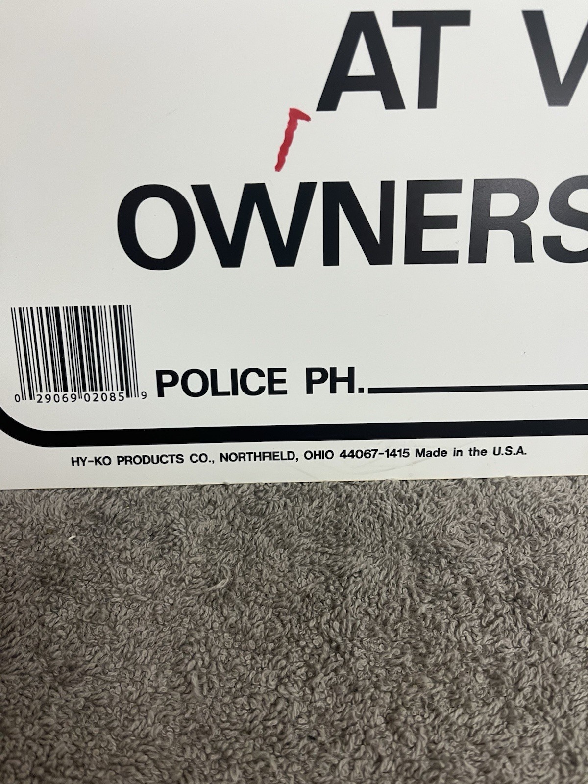 Customer Parking Only 19”x15” Plastic Sign HY-KO Products Inc. Made in USA