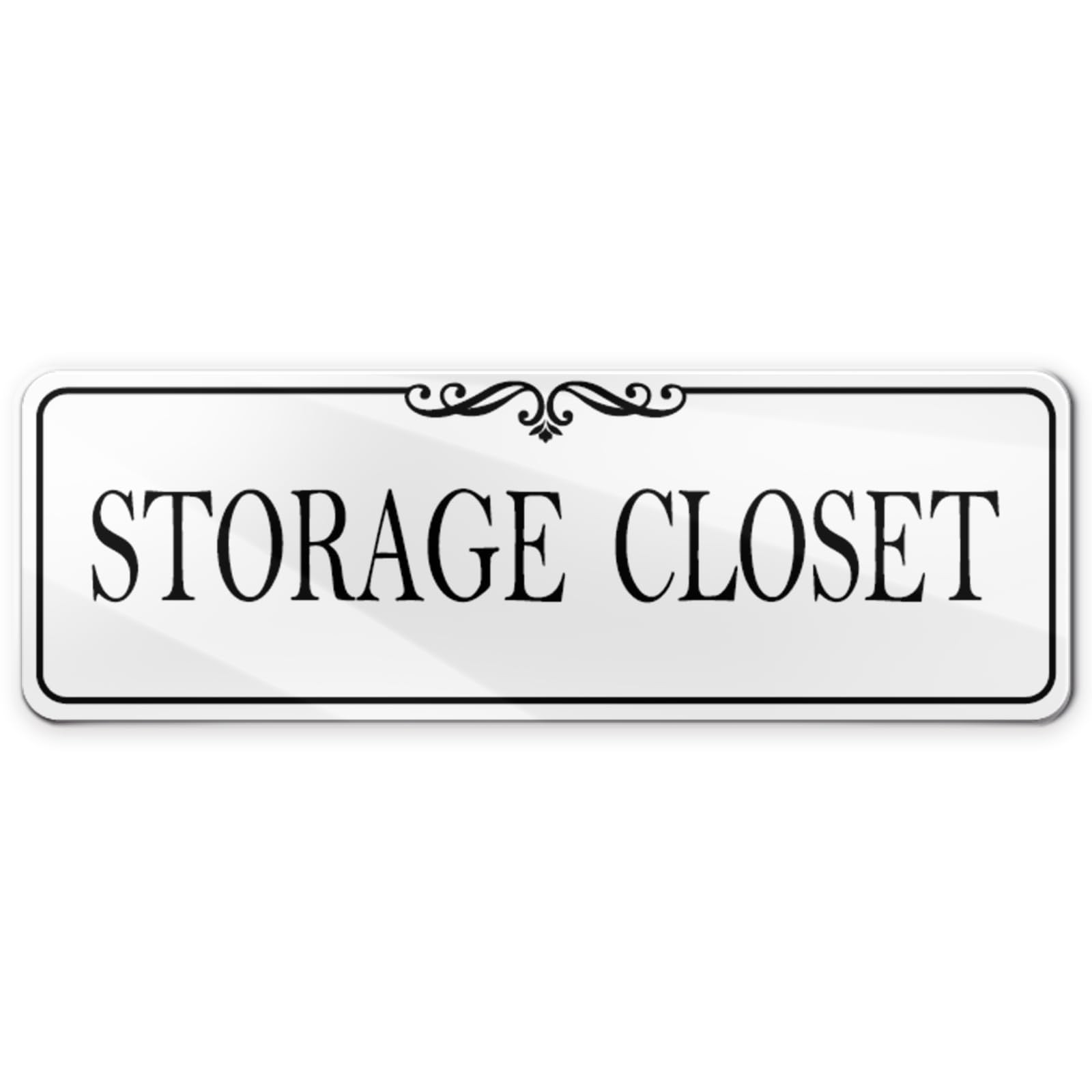 9×3 Inch Storage Closet Sign Acrylic SelfStick Door Wall Signage White