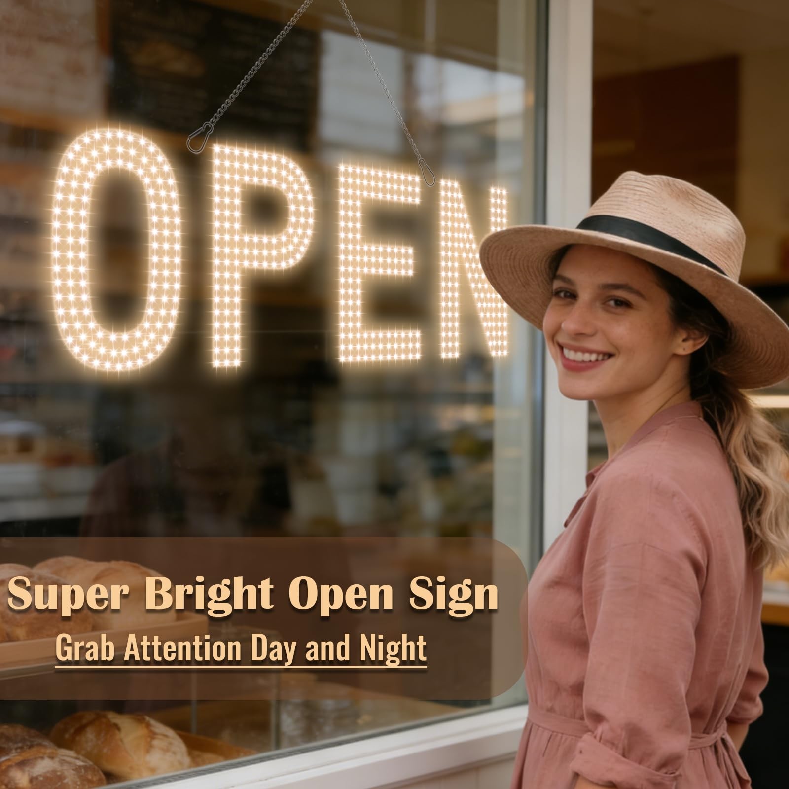 Open Signs for Business, 30&Prime;X10&Prime; Big & Bright Open Sign with Remote Control Dimm