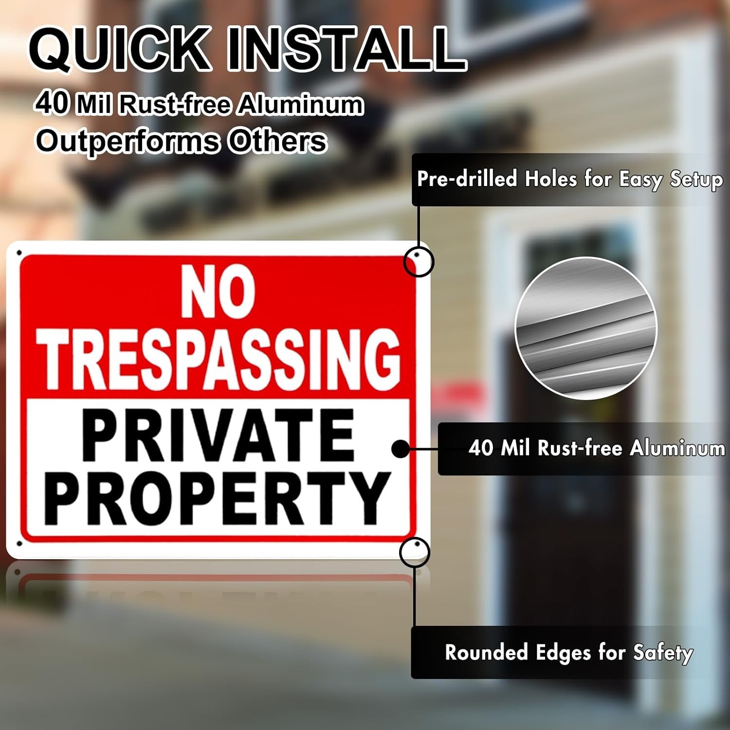2 Pack No Trespassing Signs Private Property – 10×7 Inch 40 Mil Rust Free Alu…
