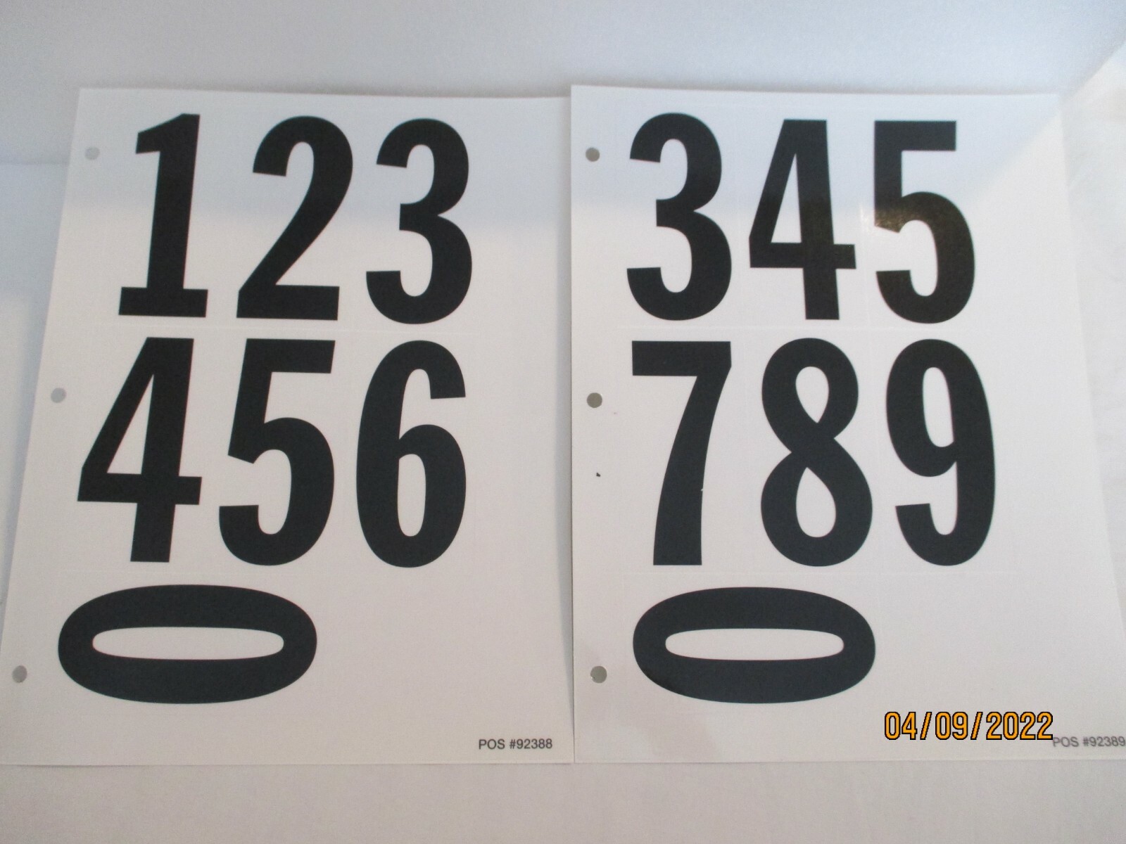 Vinyl 4&Prime; Black Numbers 4&Prime; 0 thru 9 Twelve TOTAL Sheets 84 Total Numbers