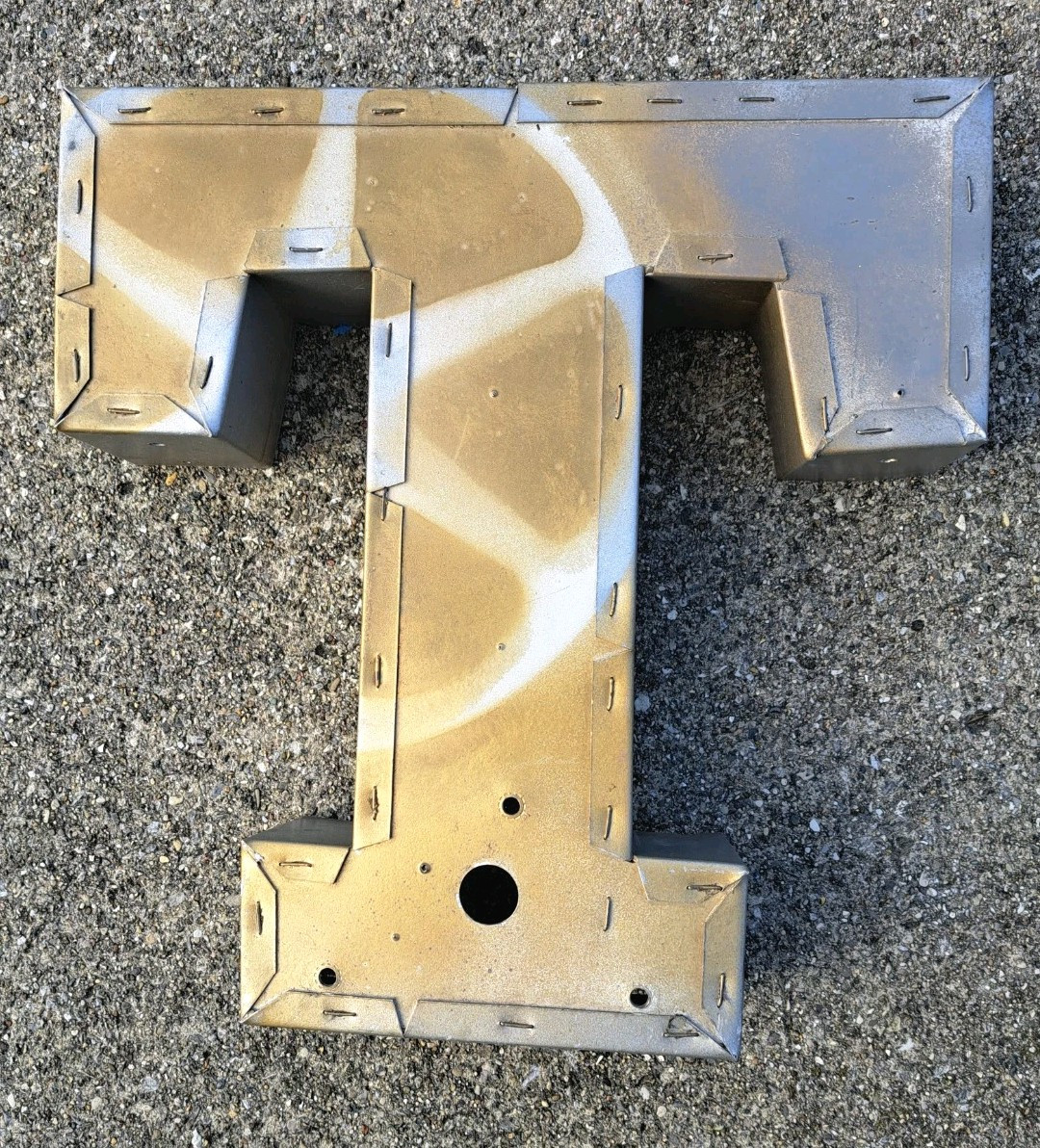 GRAY GOLD Reclaimed 3D Marquee Sign Letter  » T  » Metal Decorated Art Decor