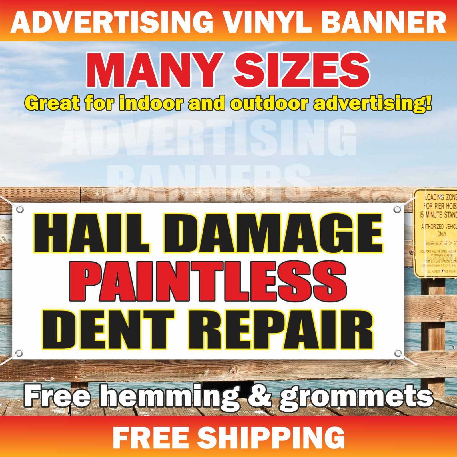 HAIL DAMAGE PAINTLESS DENT REPAIR Advertising Banner Vinyl Mesh Sign Auto Hail
