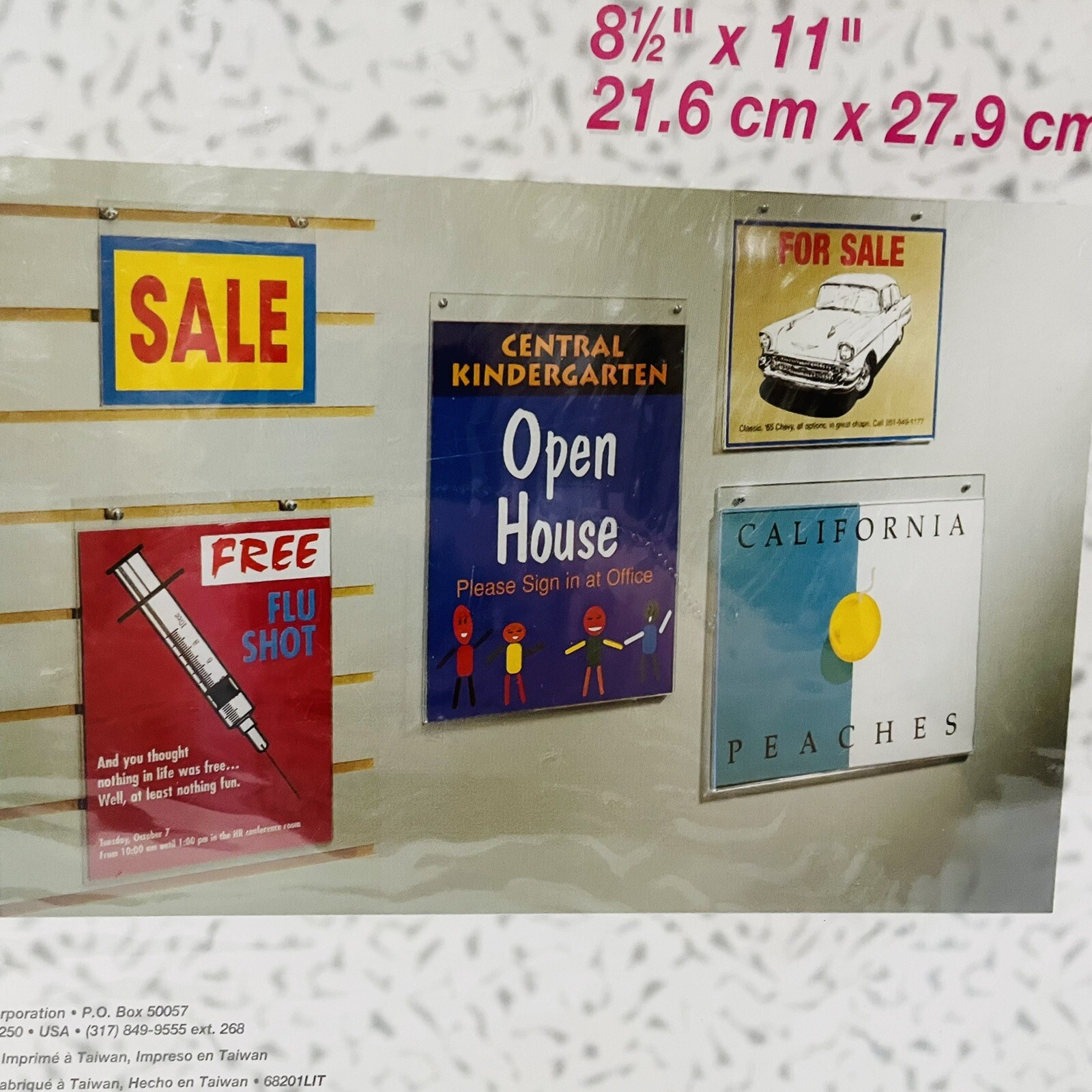 Deflect-o Office Wall Mount Sign Holder 8.5 X 11 Inches NOS Lot Of 3
