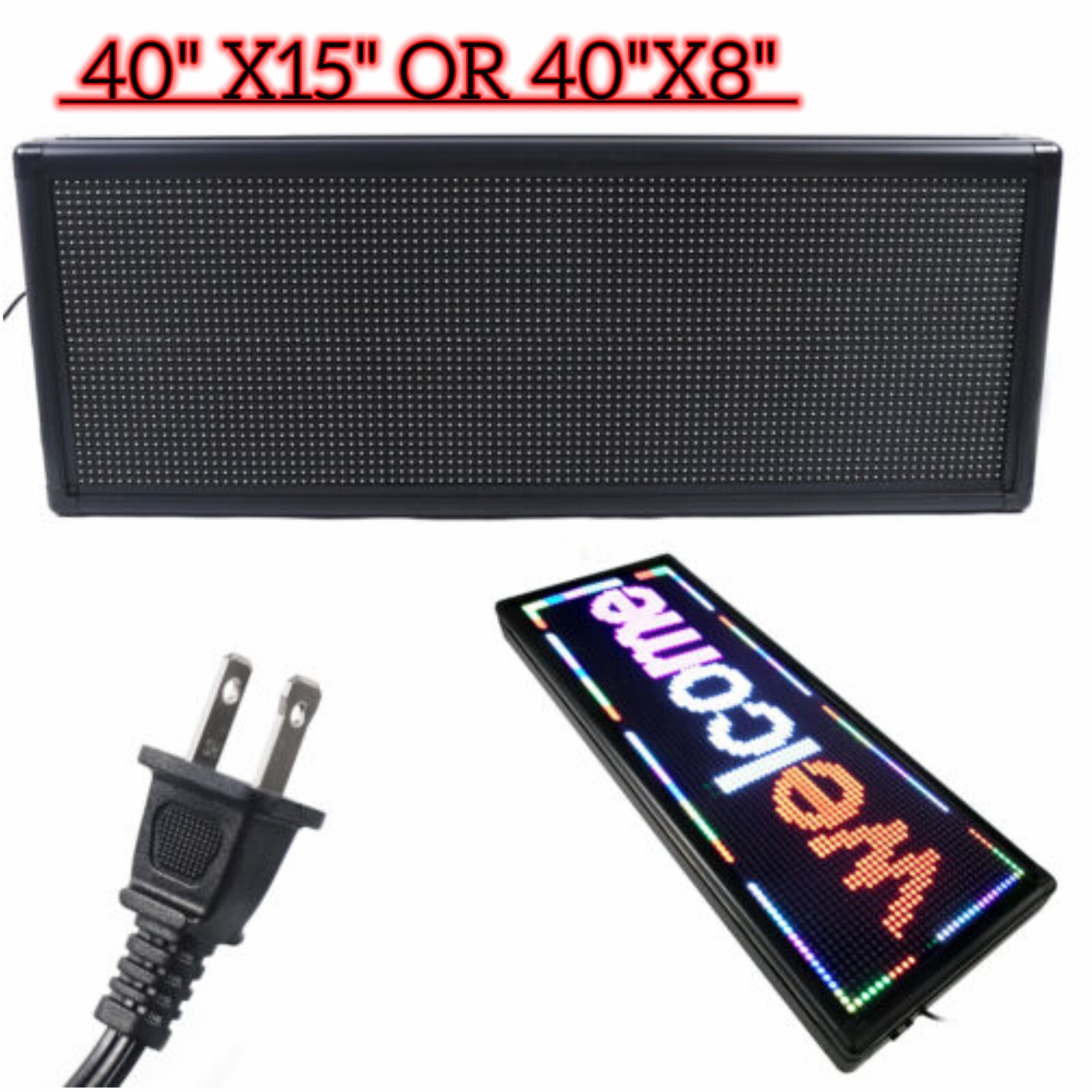 LED Sign 40X15&Prime; 3Color Programmable Scrolling Message Display Board Advertising