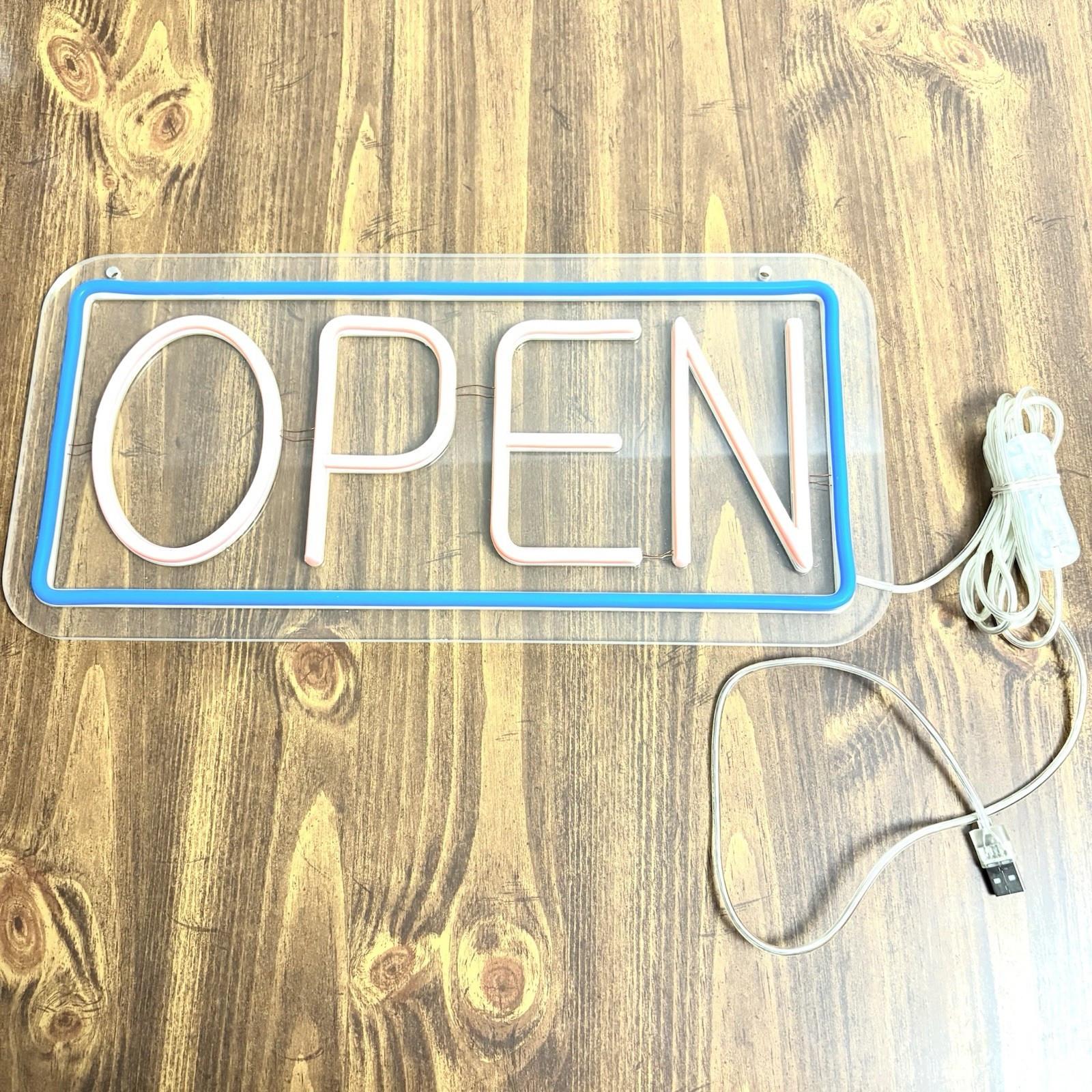OPEN LED NEON light Up Sign (Tested/Works) With USB -A Plug Connect Pre Owned