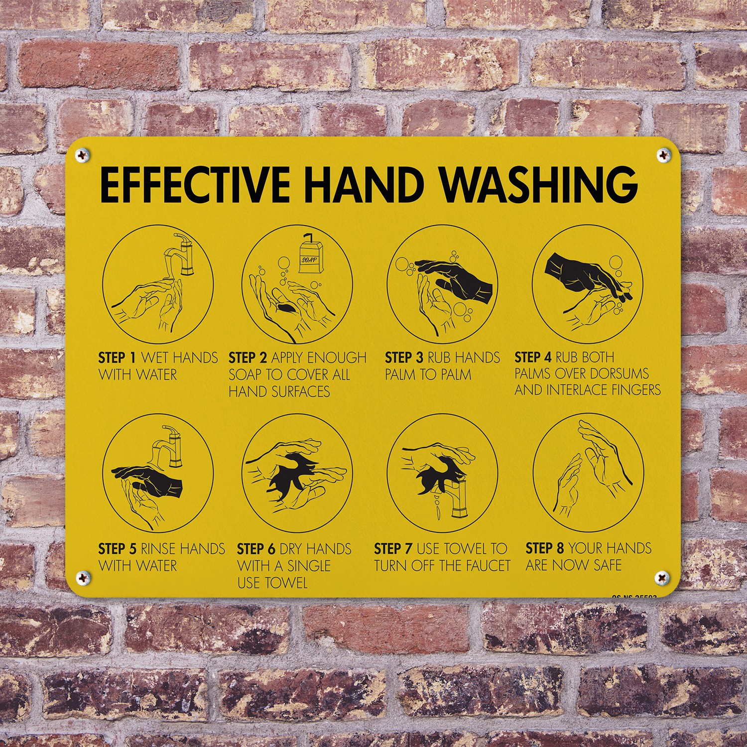 Effective Hand Washing Public Safety Sign Metal, Plastic, Decal – 5 or 10 Pack