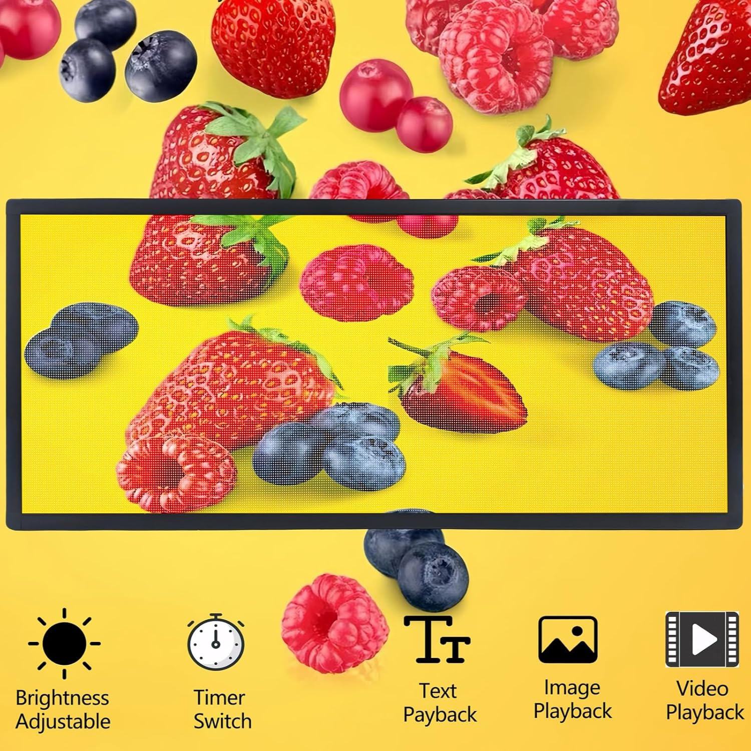 P3 Full Color LED Scrolling Sign, WiFi/USB Control, Brightness Adjustable 40&Prime;x17