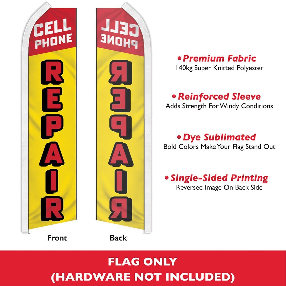 Cell Phone Repair Advertising Swooper Feather Flutter Flag YW/RD