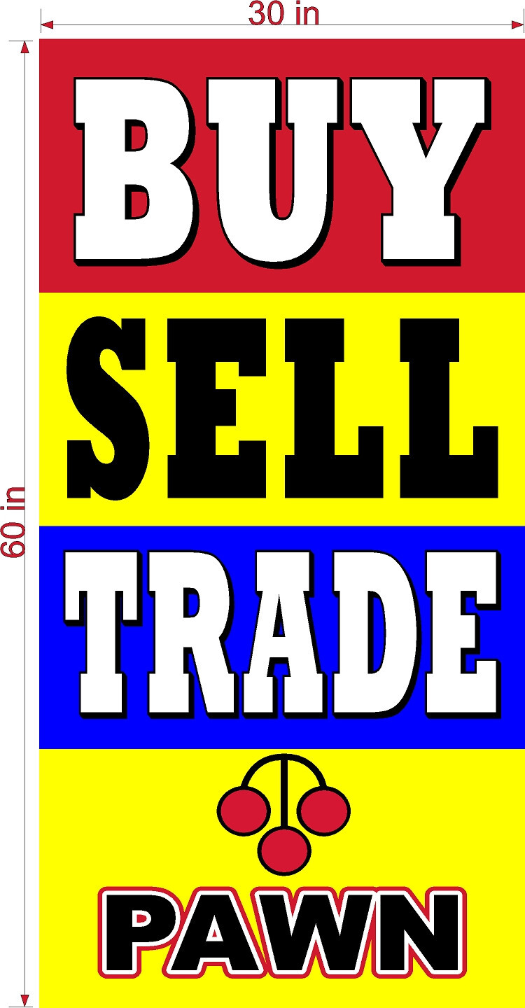 NEW PERFORATED WINDOW VINYL DECAL BUY SELL TRADE PAWN TEXT 30&Prime; X 60&Prime; VERTICAL