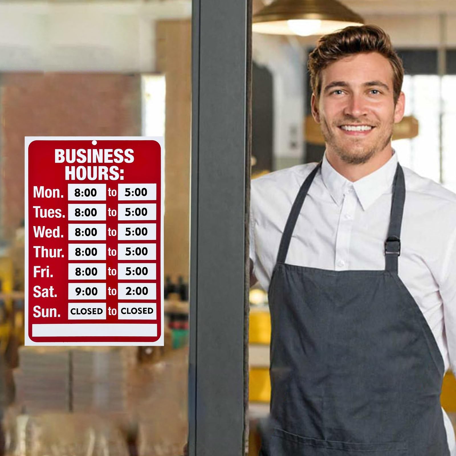 EKSPRINT Business Hours Sign, standard, Red & White Sign