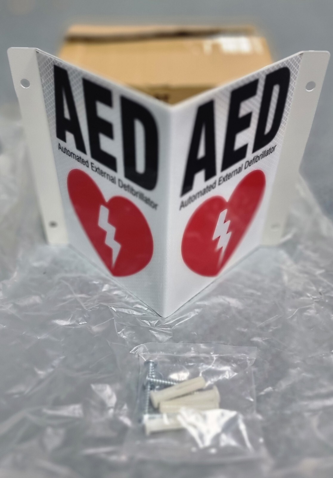 Autimated External Defibrillator (AED) Double Sided Wall Sign Official Original