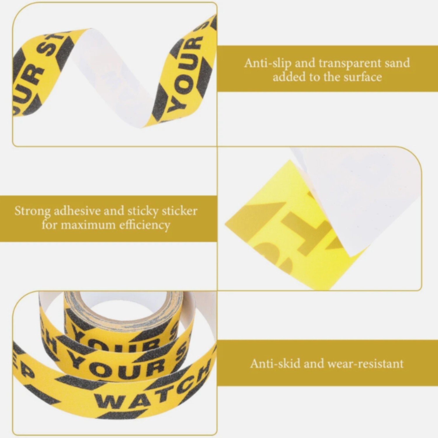 2 Pack Watch Your Step Sign Anti-slip Warning Sticker Adhesive Warning Tape Roll