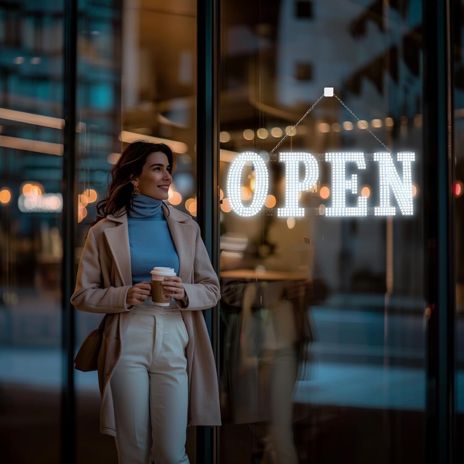 40&Prime;x14&Prime; Extra Large LED Open Signs for Business, Unique Design Super Bright Open