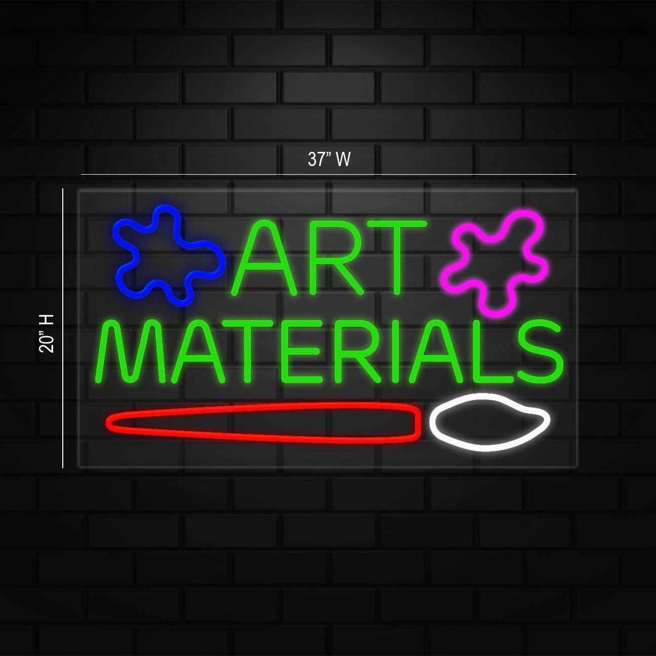 Art Materials Sign for Business Displays | LED Flex Neon | 37&Prime;W x 20&Prime;H x 1&Prime;D