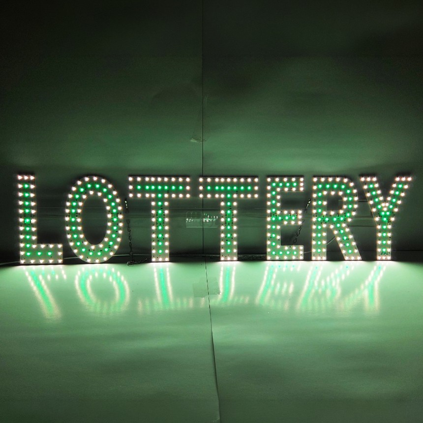 EPL Signs LOTTERY Green LED Sign Business 7&Prime;x32&Prime; Remote 3G Sparkling Mode