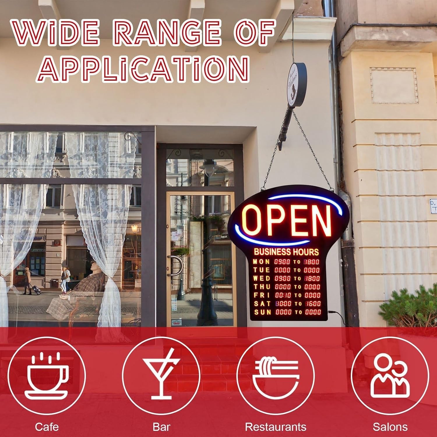 Kanayu LED Open Sign for Business with Programmable Store Hours 24×17 NEW