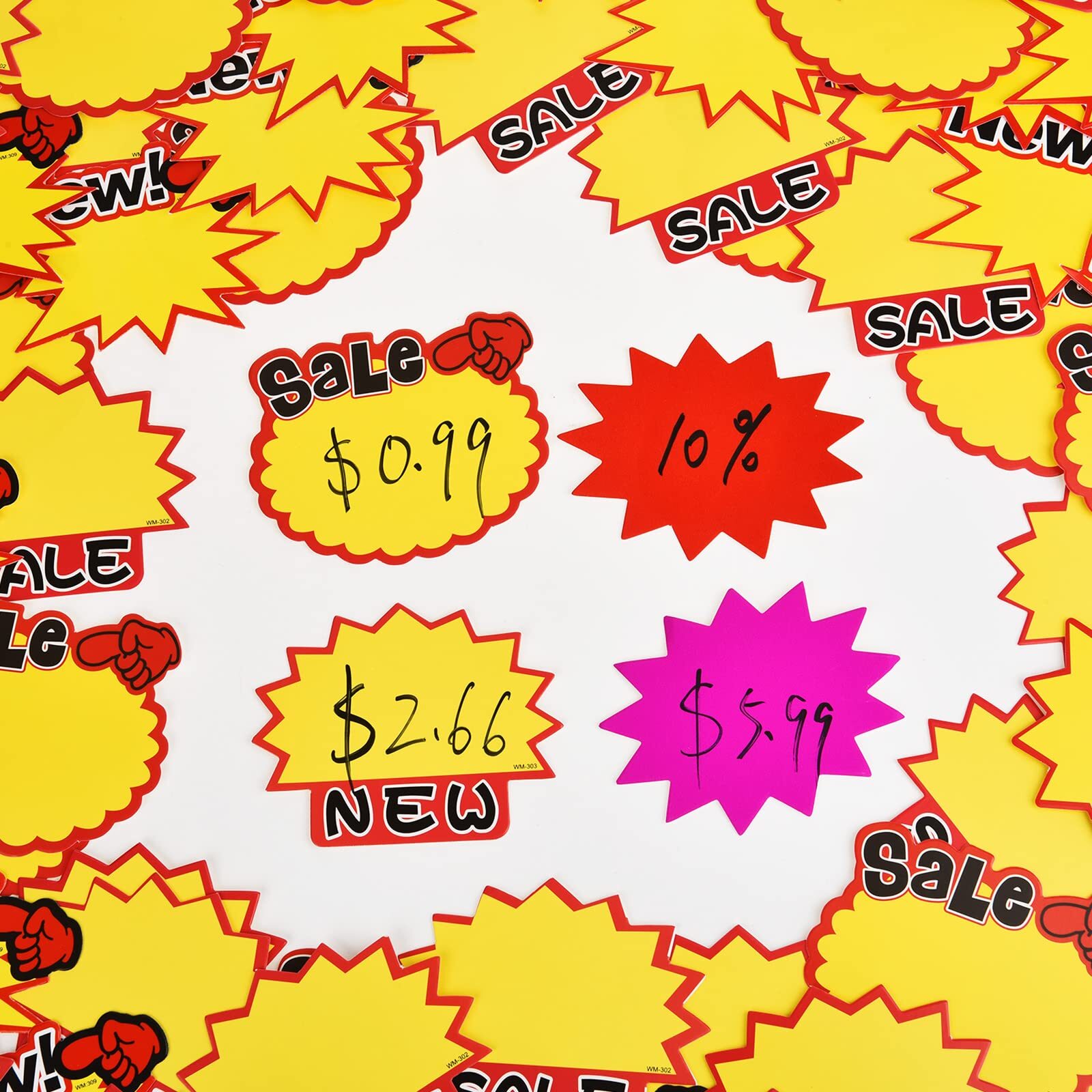 500 Pcs Burst Sign Blank Paper Price Tags for Retail Garage Market