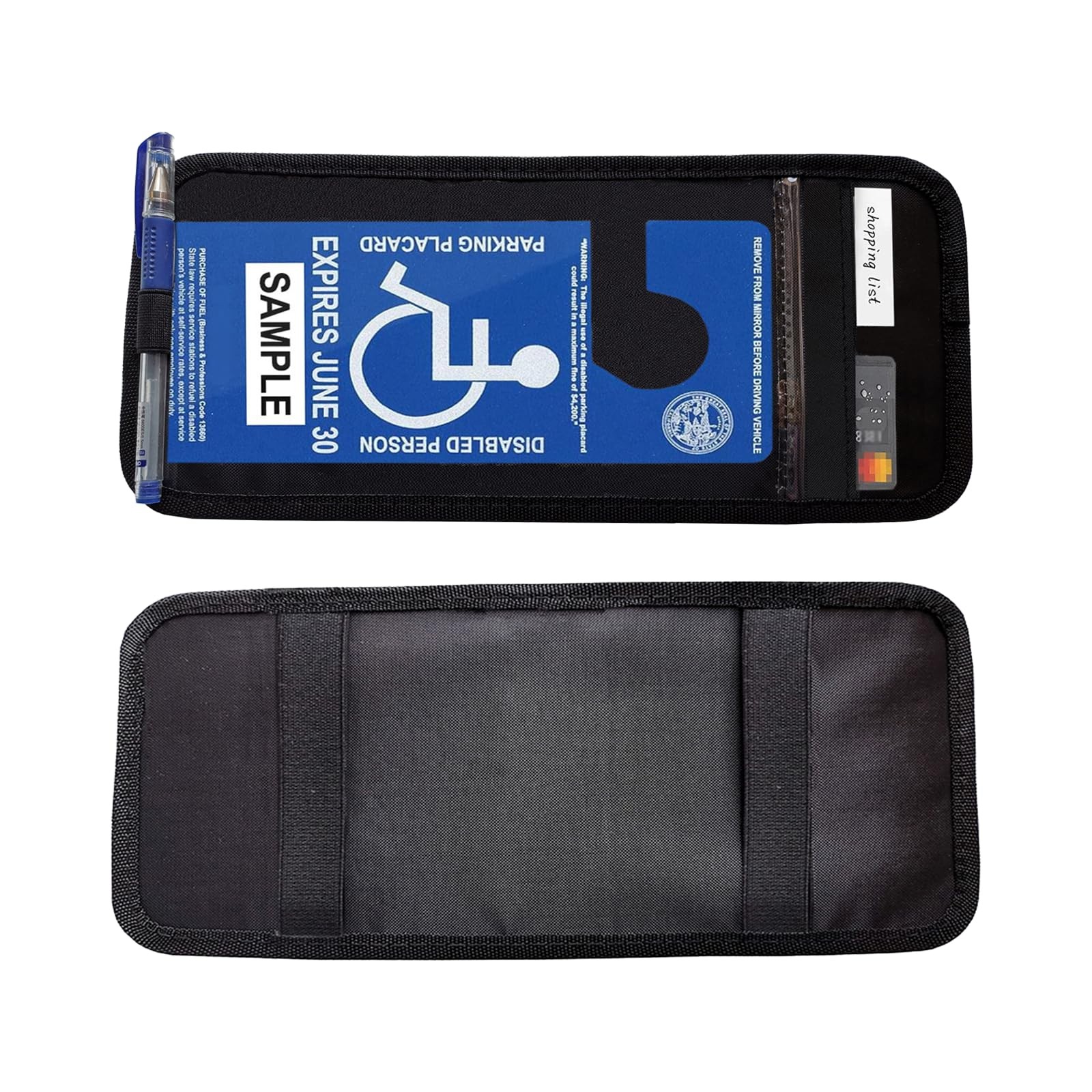 ZIMISI Handicap Placard Holder for Car, Universal 12.4 × 5.19 inch, Black
