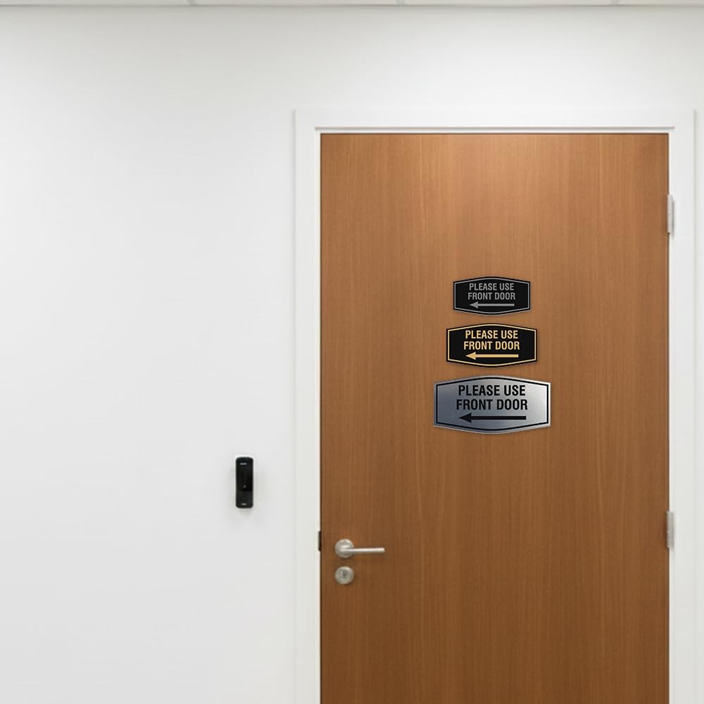 Medium Black Fancy Please Use Front Door Left Arrow Wall Or Door Sign