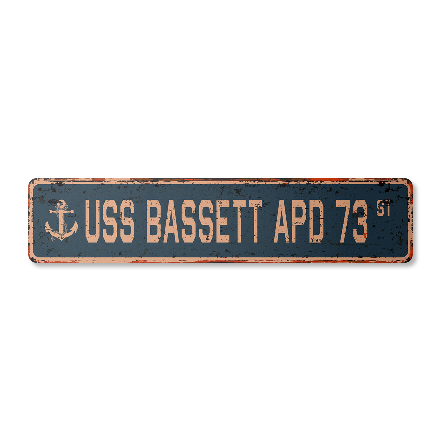 USS BASSETT APD 73 Vintage Street Sign us navy ship veteran sailor rustic gift