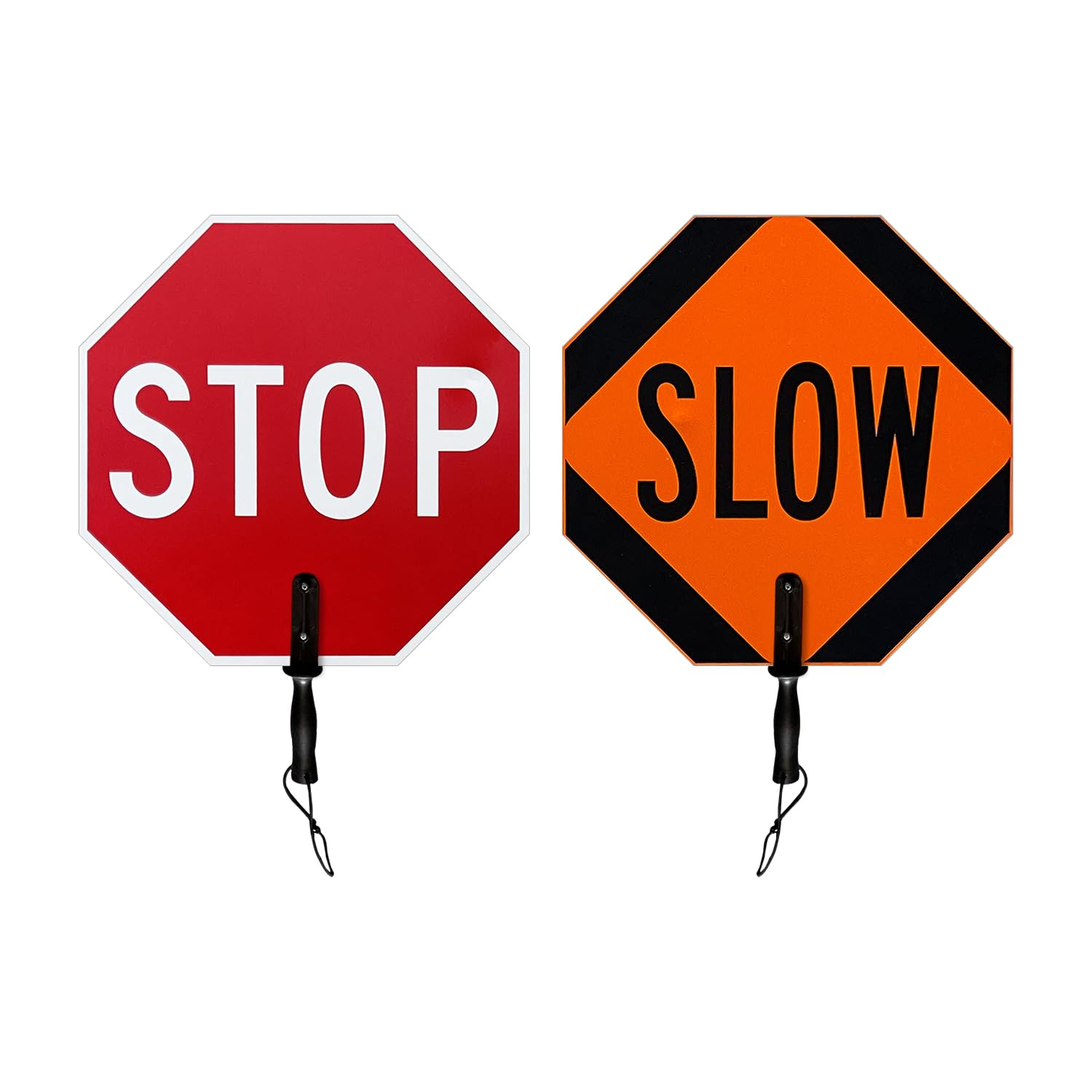 18 X 18 Inch Handheld “STOP – SLOW” Paddle Sign with Handle (1-Pack), Double-Sid