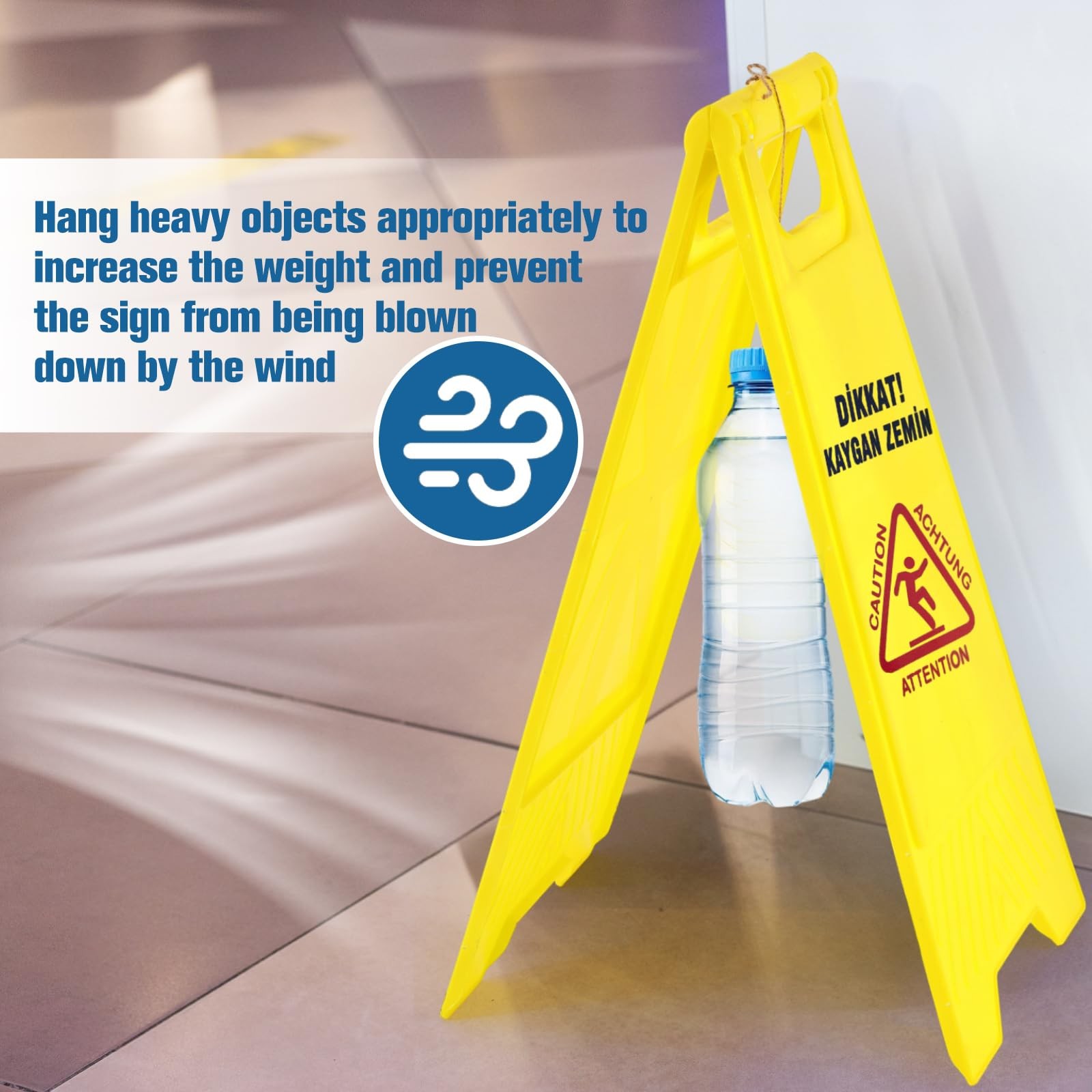 2 Pack 24&Prime; Height Blank Floor Sign Yellow A-frame Foldable Caution Sign Stick…
