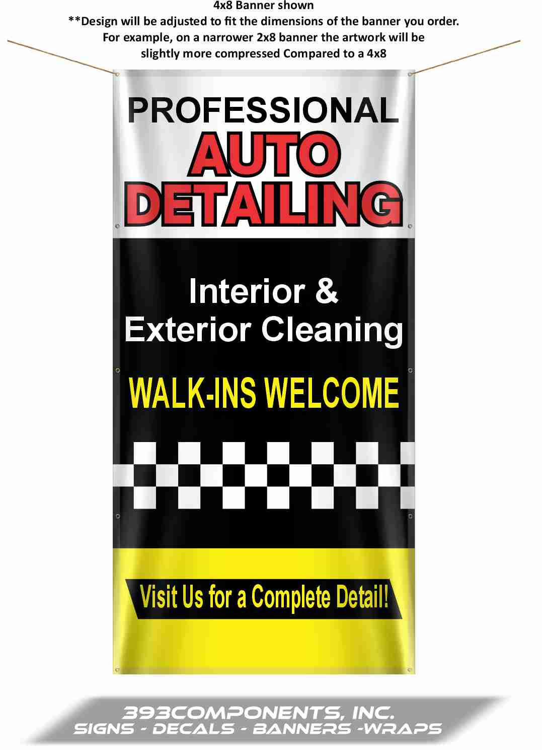 Auto Detailing Banner – Vinyl Sign – Interior & Exterior Car Cleaning