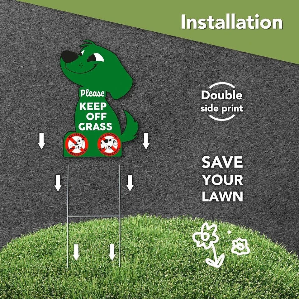 2 PC Keep off Grass Sign – 8X12 Double Sided Coroplast No Peeing Dog Signs for Y