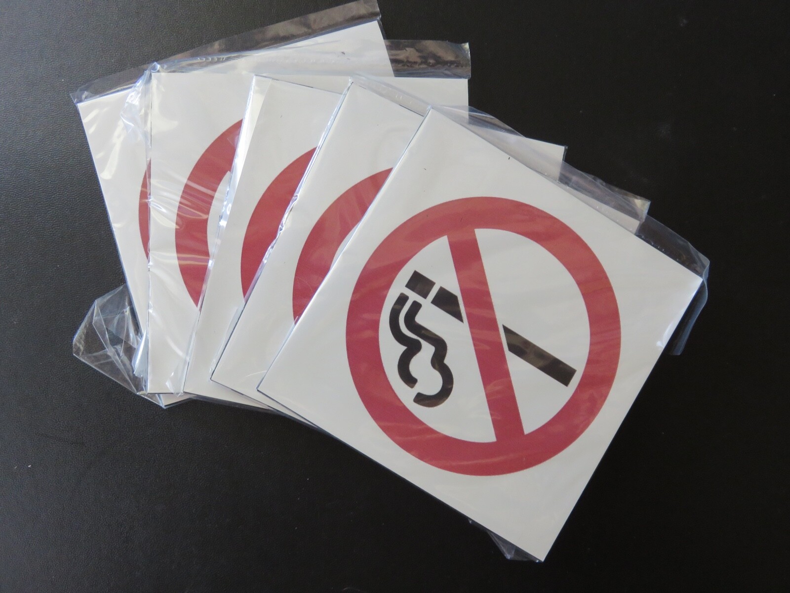 🔥🧯5-LOT-4&Prime;X4&Prime; Thick Heavy Plastic « NO SMOKING »Pictorial signs Adhesive Backing