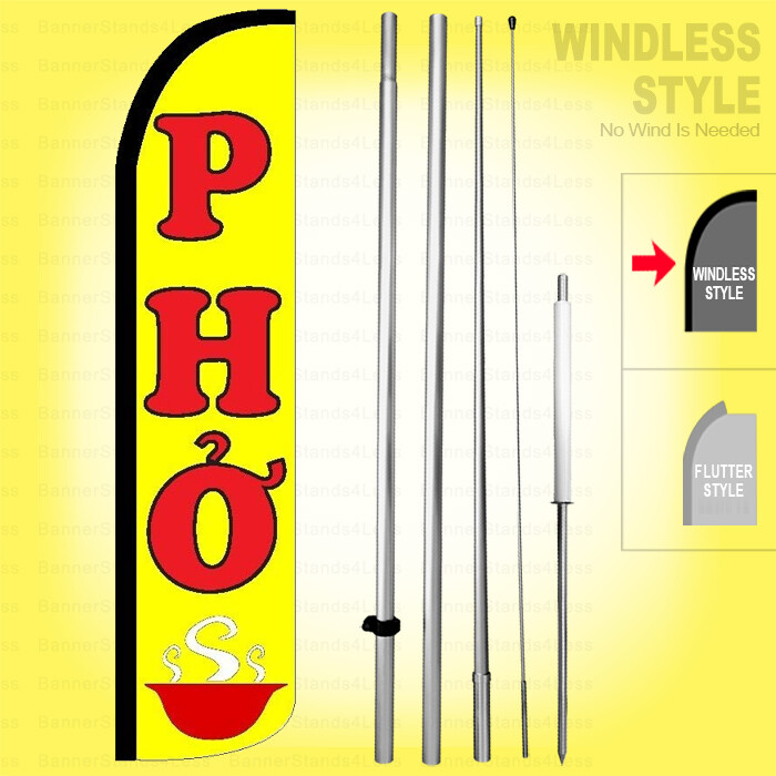 PHO – Windless Swooper Flag Kit 15&prime; Vietnamese Noodle Feather Banner Sign yz-h