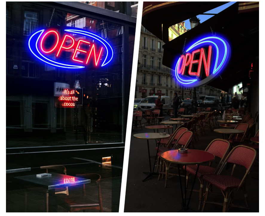 32×16 LED Open Sign Bright Neon Light Remote Flash Bar Shop Window Blue Red