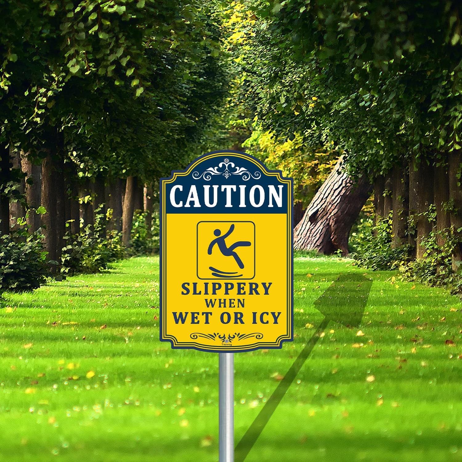 Caution Slippery When Wet Icy Sign 12×8 Inches Reflective Aluminum 2 PCS