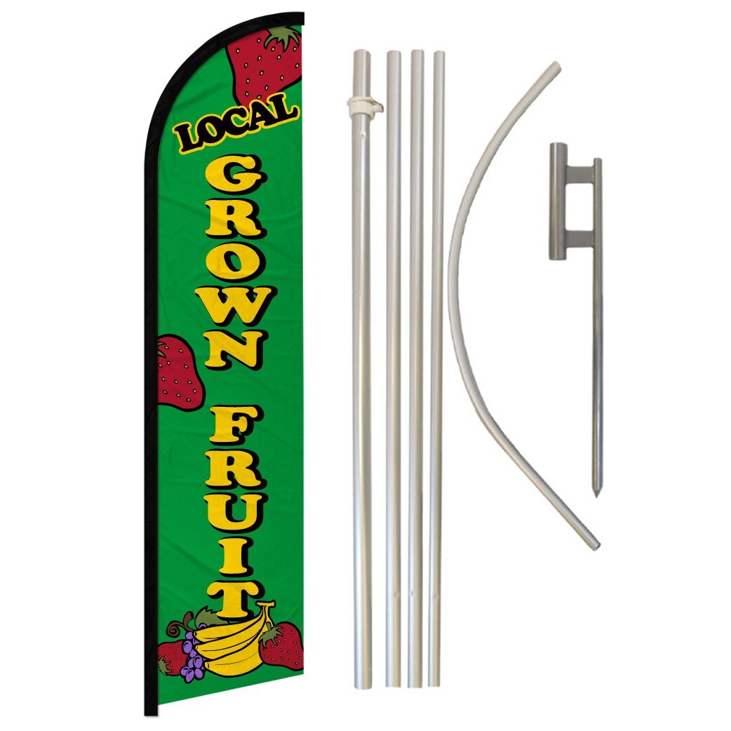 Local Grown Fruit Windless Banner Swooper Advertising Flag Pole Kit Fresh Fruits