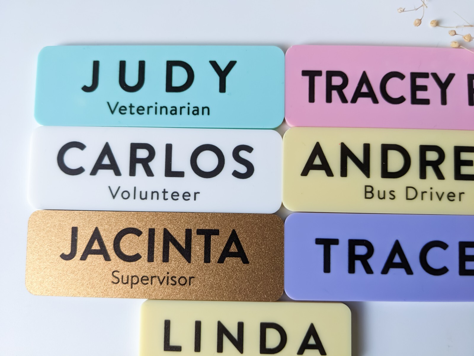 Custom Pastel Colour White Metallic Name Badge Tag Pin Fastener Magnet Staff ID
