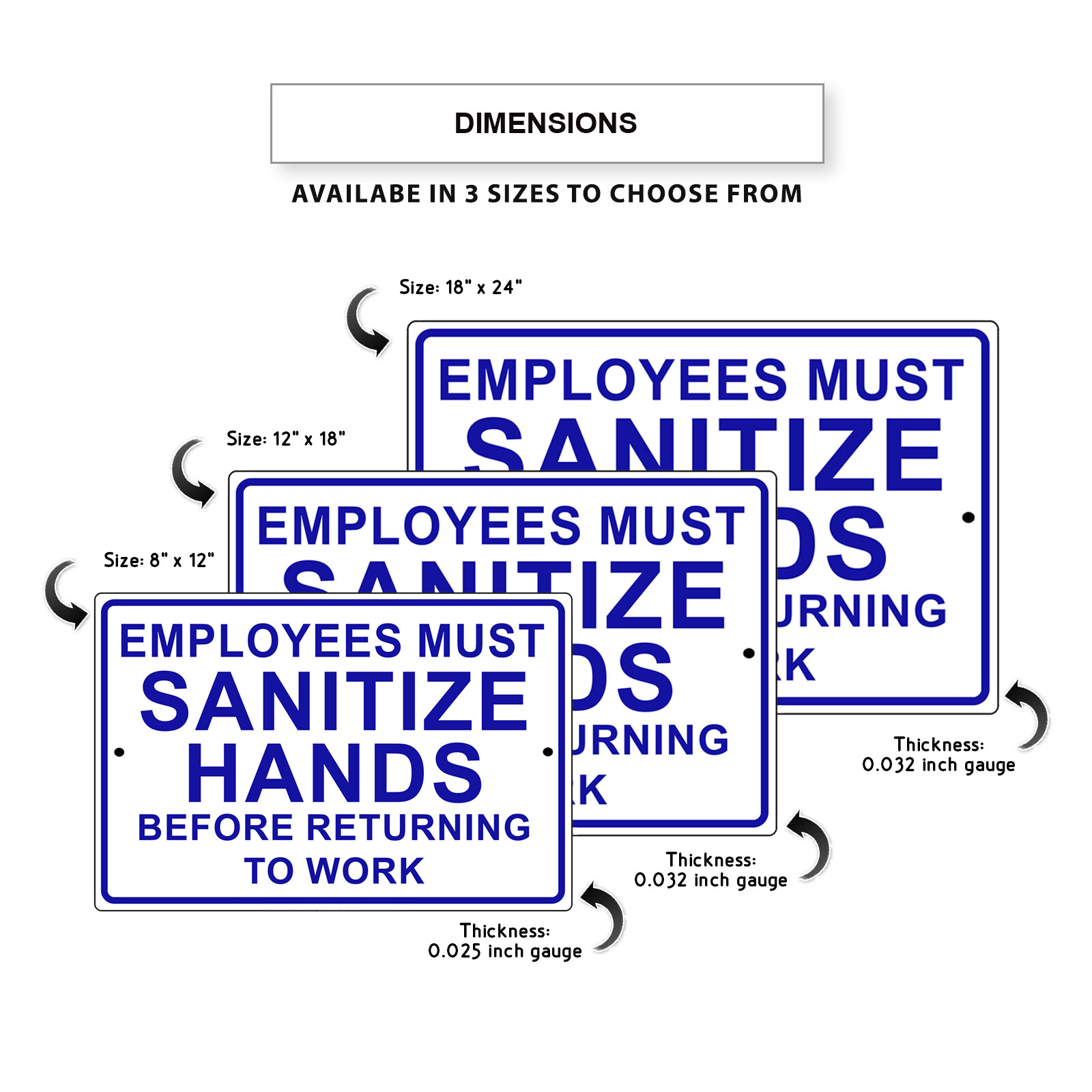 Employees Must Use Sanitizer Before Returning To Work Aluminum Metal Sign