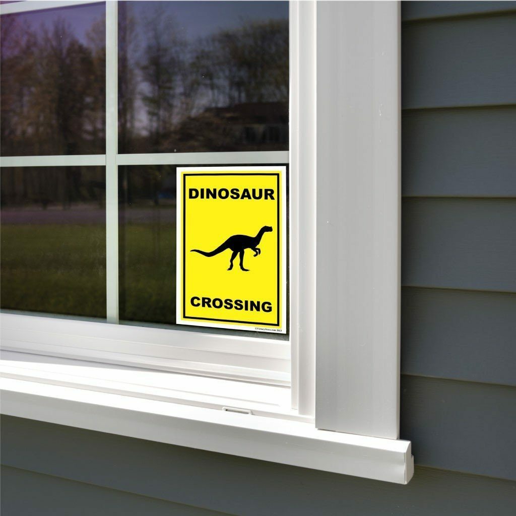 Dinosaur Crossing Sign or Sticker – Multiple Size & Material Options!
