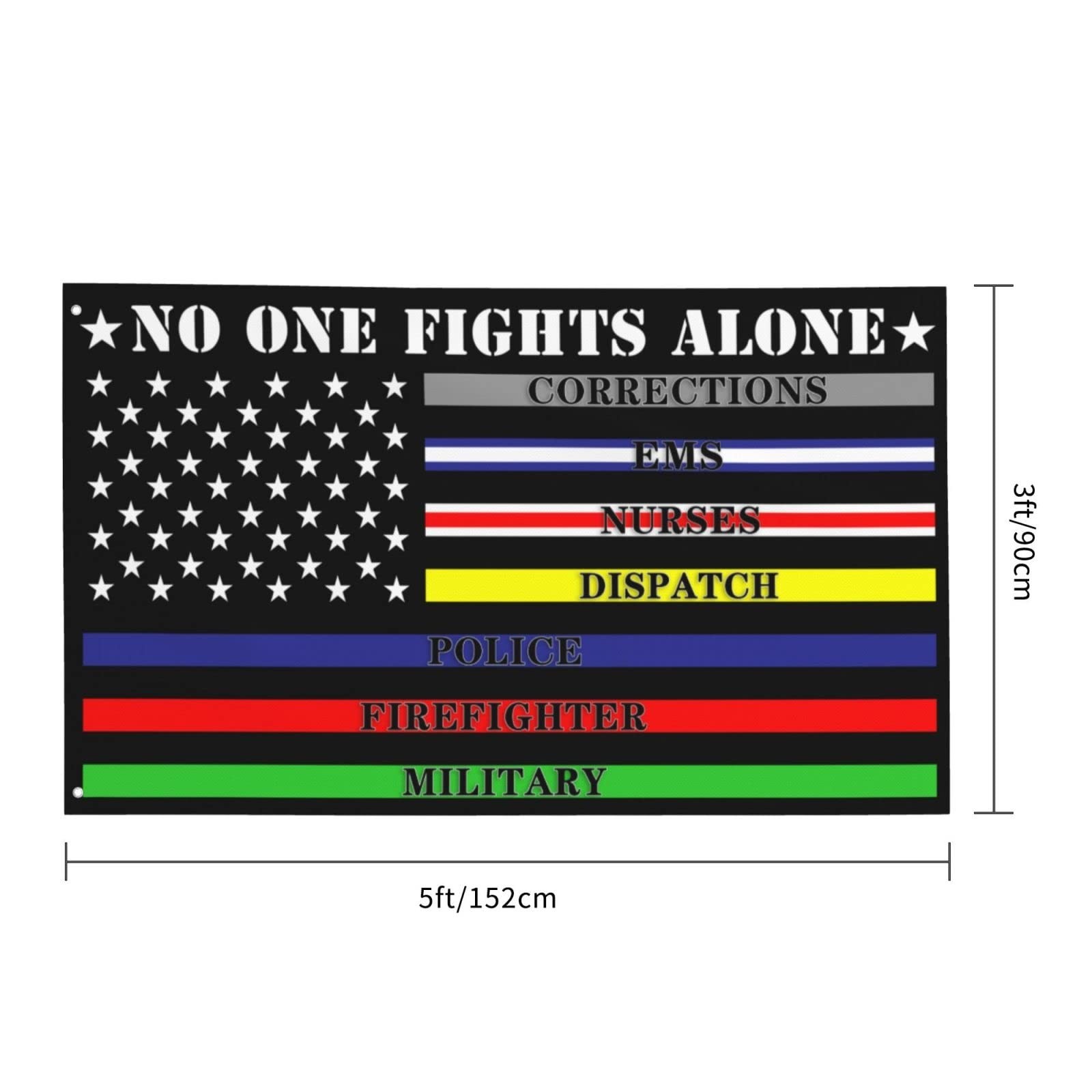 No One Fights Alone Multi Thin Line First Responder Flag 3×5 ft Banner Indoor…
