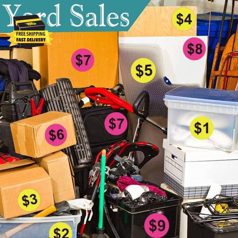 600 Pcs Yard Garage Sale Price Stickers 1 Inch Flea Market Pre-Printed Pricing S